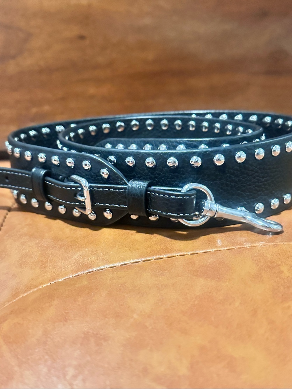 Coach Black Studded Leather Bag Strap - Picture 3 of 4